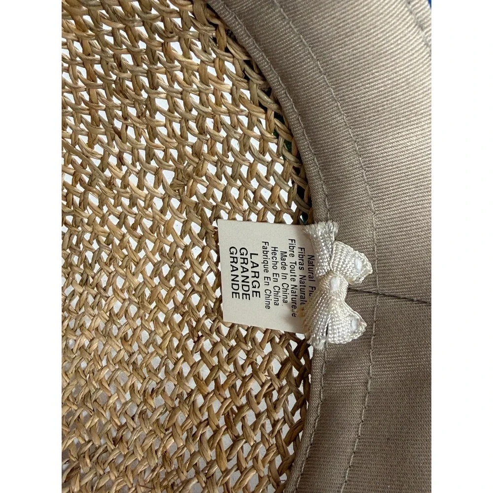 Summer Club‎ Straw Fedora Hat Large Tan Tropical Safari Print Australian Design